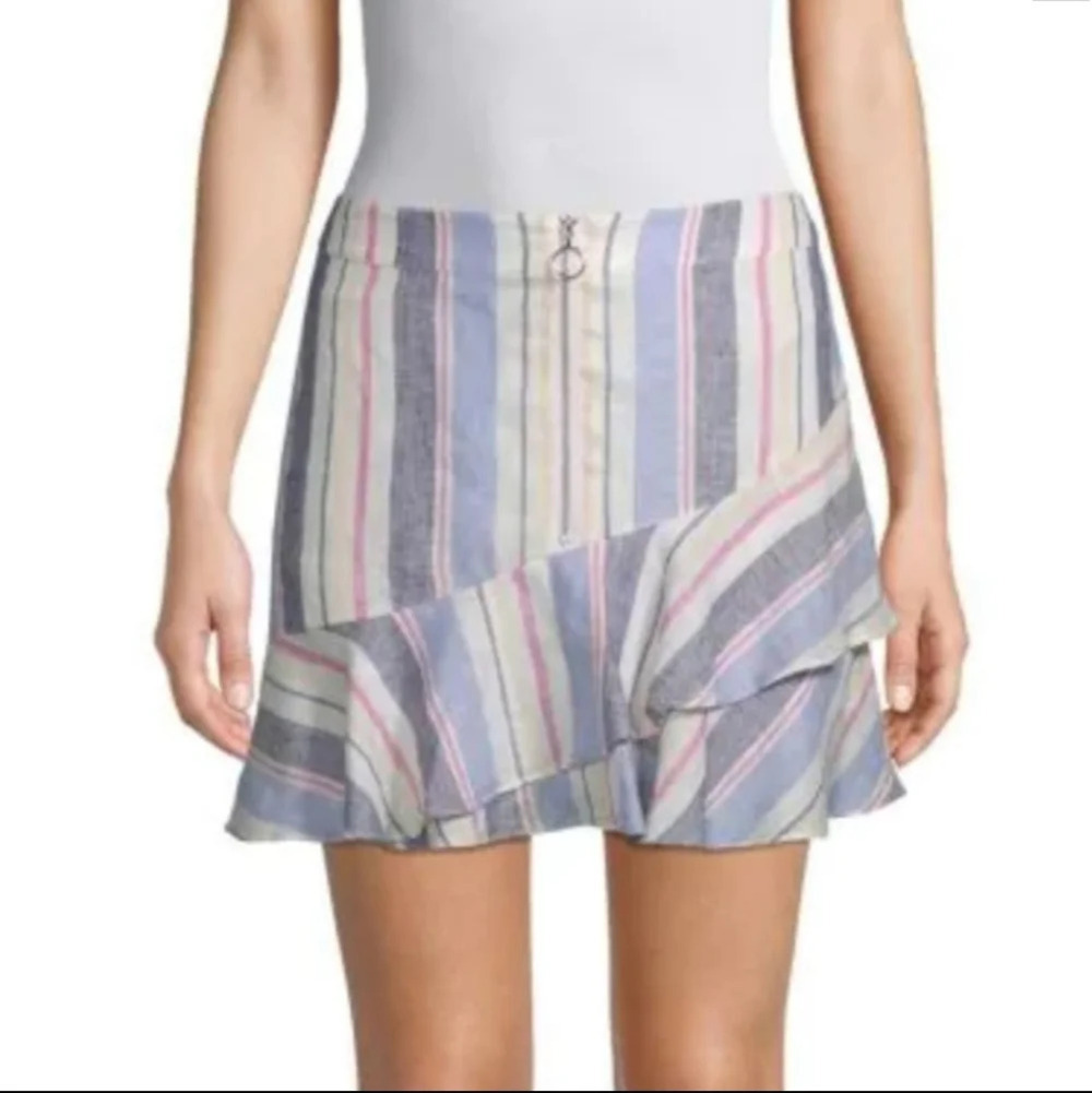 NWT - Parker Ruffle Linen Mini Skirt, Multi Color, Size‎ Small